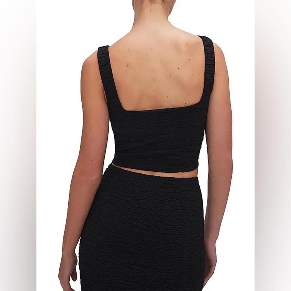 NWT GOOD AMERICAN SZ M Black Textured Square Neck Crop Top Goth Festival $129 - Picture 10 of 12